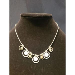 Vintage Gold Silver Tone Beaded Necklace Multi Charms Circles Jewelry Costume